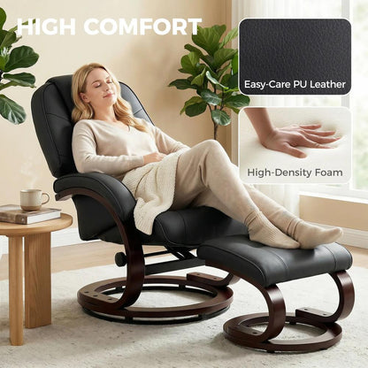 HOMCOM Swivel Recliner Chair with Footstool, PU Leather Recliner Armchair with Adjustable Back and Wood Frame Additional View 18