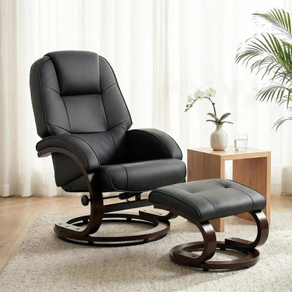 HOMCOM Swivel Recliner Chair with Footstool, PU Leather Recliner Armchair with Adjustable Back and Wood Frame Additional View 21