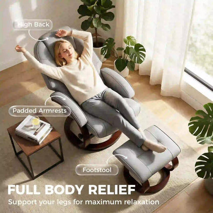 HOMCOM Swivel Recliner Chair with Footstool, PU Leather Recliner Armchair with Adjustable Back and Wood Frame Additional View 6