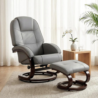 HOMCOM Swivel Recliner Chair with Footstool, PU Leather Recliner Armchair with Adjustable Back and Wood Frame Additional View 10