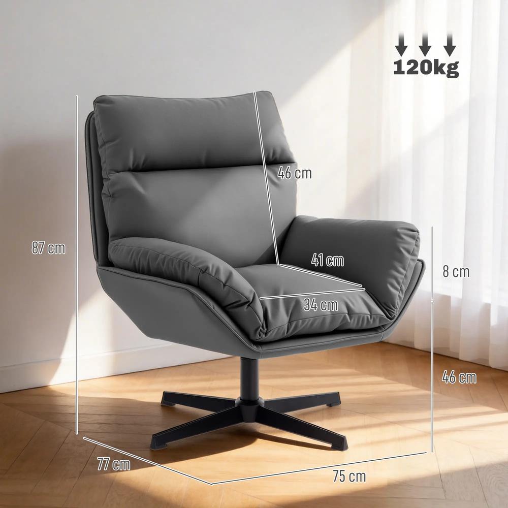 HOMCOM Accent Chair with 360 Swivel Armchair for Living Room with Padded Cushion Additional View 14