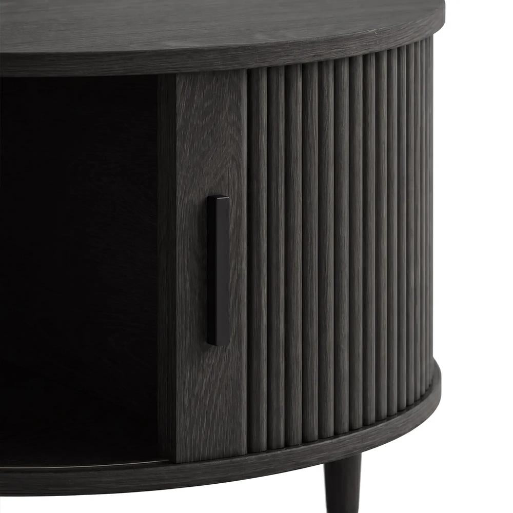 HOMCOM Coffee Table with Lift Top and Hidden Storage, Round Centre Table with Fluted Sliding Door, 80 cm Additional View 12