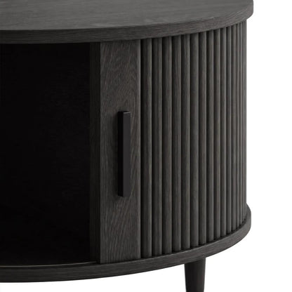 HOMCOM Coffee Table with Lift Top and Hidden Storage, Round Centre Table with Fluted Sliding Door, 80 cm Additional View 12