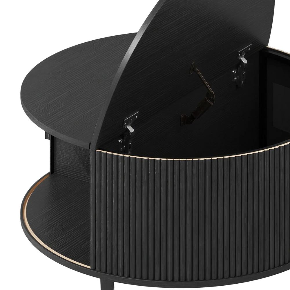 HOMCOM Coffee Table with Lift Top and Hidden Storage, Round Centre Table with Fluted Sliding Door, 80 cm Additional View 13
