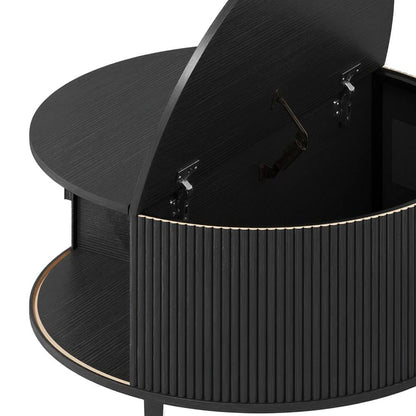 HOMCOM Coffee Table with Lift Top and Hidden Storage, Round Centre Table with Fluted Sliding Door, 80 cm Additional View 13