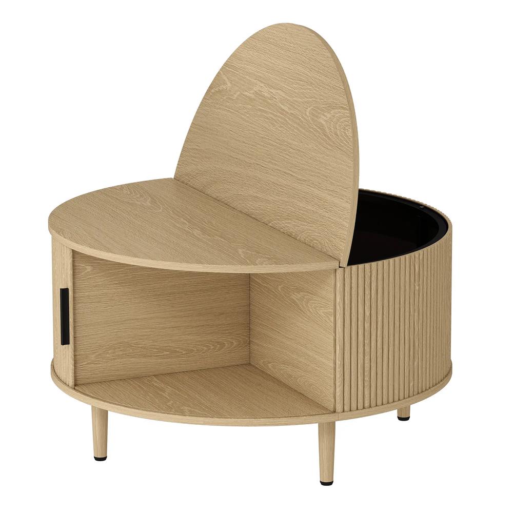 HOMCOM Coffee Table with Lift Top and Hidden Storage, Round Centre Table with Fluted Sliding Door, 80 cm Additional View 16