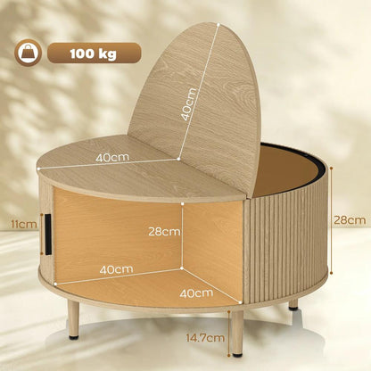 HOMCOM Coffee Table with Lift Top and Hidden Storage, Round Centre Table with Fluted Sliding Door, 80 cm Additional View 18