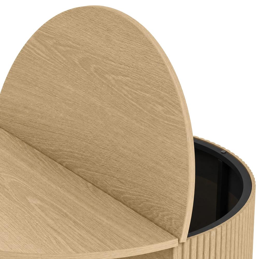 HOMCOM Coffee Table with Lift Top and Hidden Storage, Round Centre Table with Fluted Sliding Door, 80 cm Additional View 25