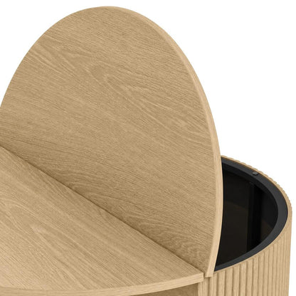 HOMCOM Coffee Table with Lift Top and Hidden Storage, Round Centre Table with Fluted Sliding Door, 80 cm Additional View 25