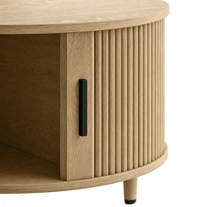 HOMCOM Coffee Table with Lift Top and Hidden Storage, Round Centre Table with Fluted Sliding Door, 80 cm Additional View 26