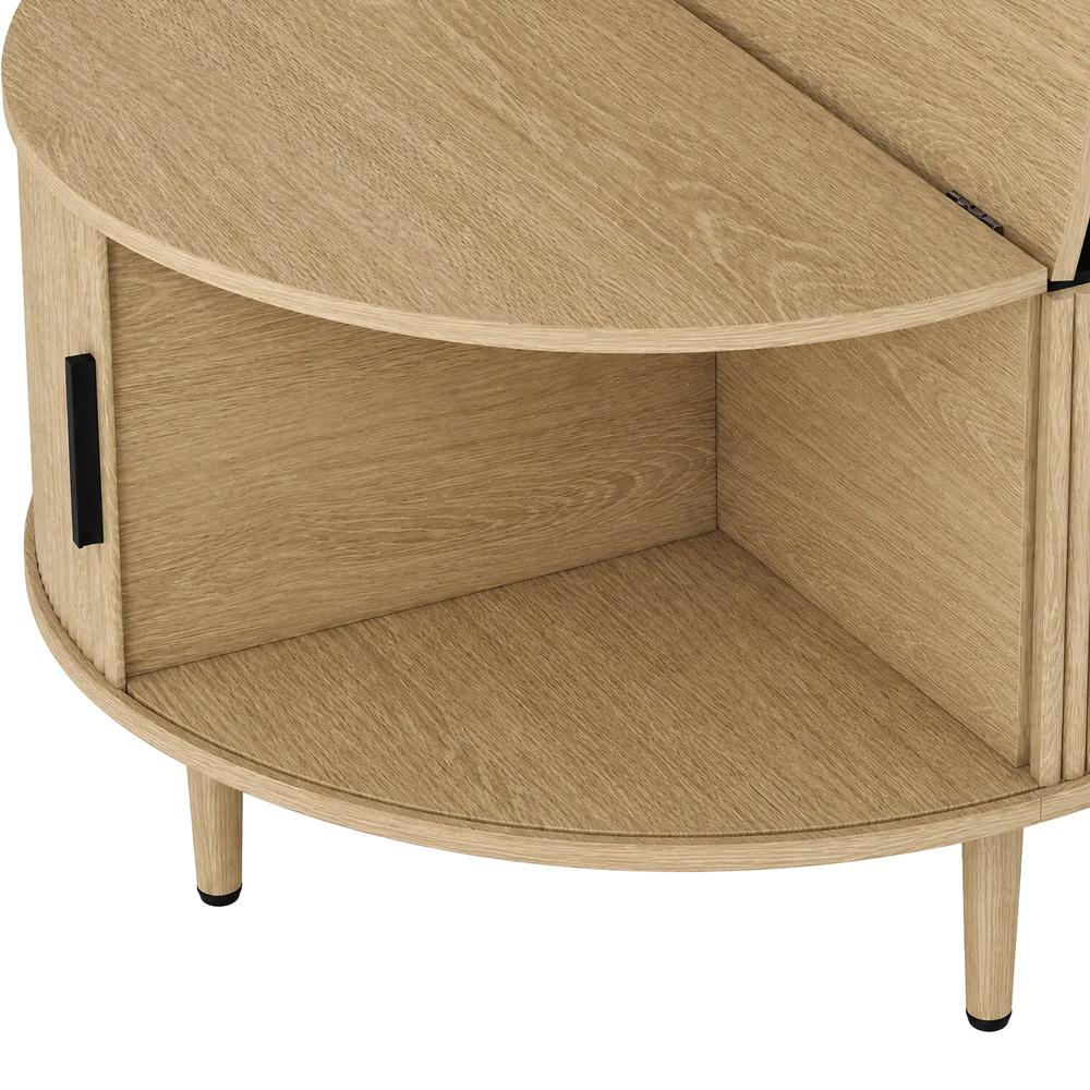 HOMCOM Coffee Table with Lift Top and Hidden Storage, Round Centre Table with Fluted Sliding Door, 80 cm Additional View 27