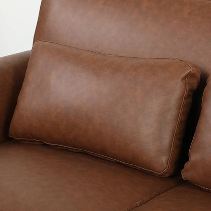 HOMCOM 2 Seater Sofa, 132 cm Modern Small Sofa with Solid Wood Legs and 2 Pillows for Small Space, Brown Additional View 11