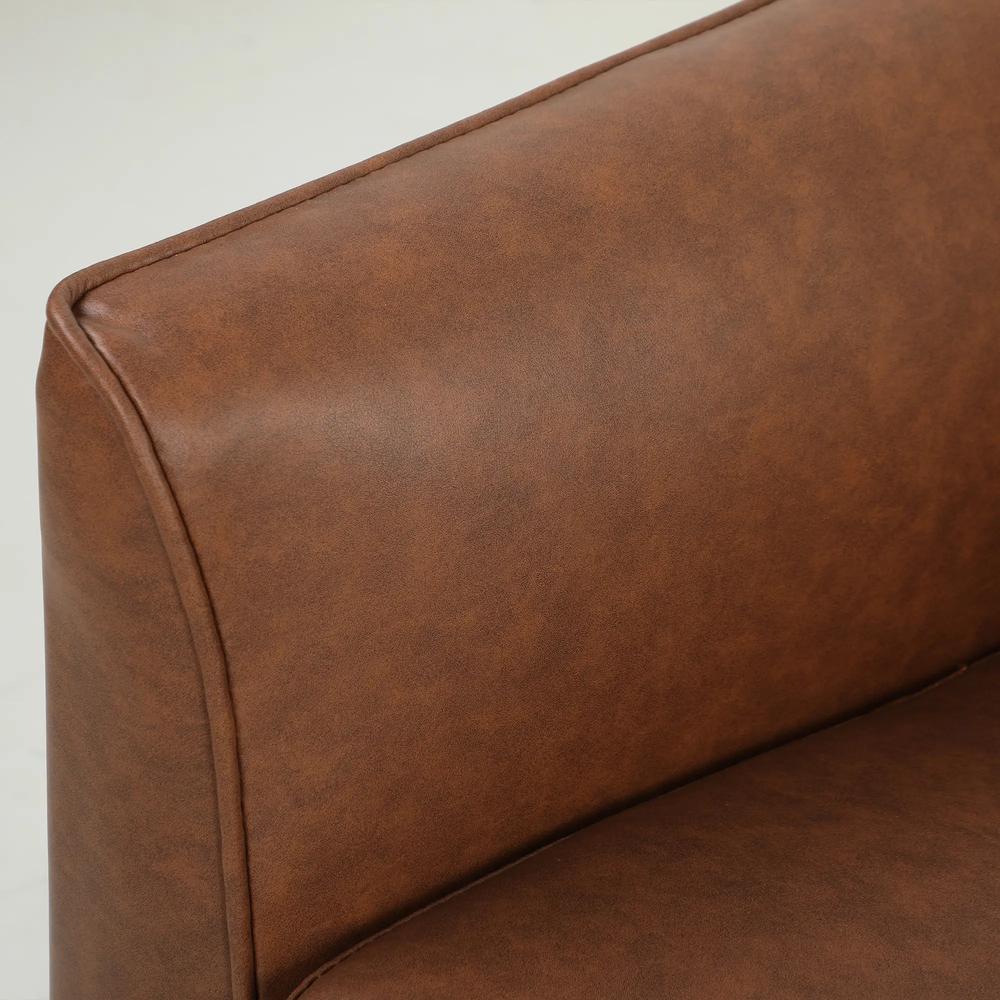 HOMCOM 2 Seater Sofa, 132 cm Modern Small Sofa with Solid Wood Legs and 2 Pillows for Small Space, Brown Additional View 9