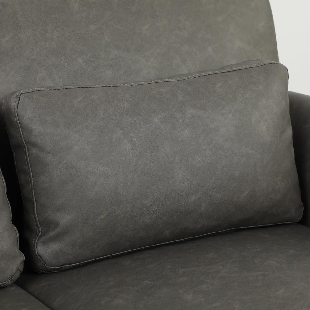 HOMCOM 2 Seater Sofa, 132 cm Modern Small Sofa with Solid Wood Legs and 2 Pillows for Small Space, Grey Additional View 11