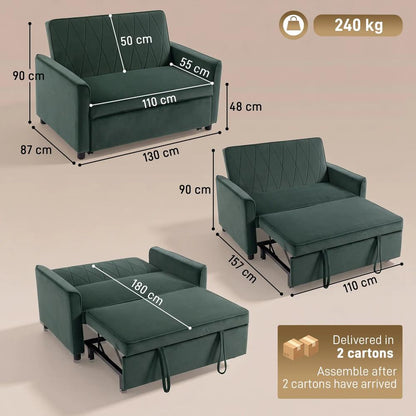 HOMCOM 2 Seater Sofa Bed, 3-in-1 Convertible Pull Out Sleeper Sofa with Click-Clack Adjustable Backrest Additional View 18