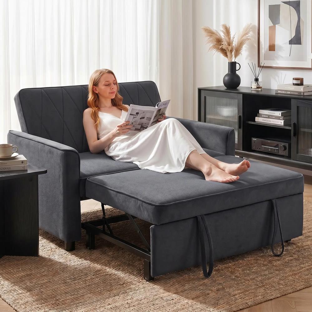 HOMCOM 2 Seater Sofa Bed, 3-in-1 Convertible Pull Out Sleeper Sofa with Click-Clack Adjustable Backrest Additional View 2