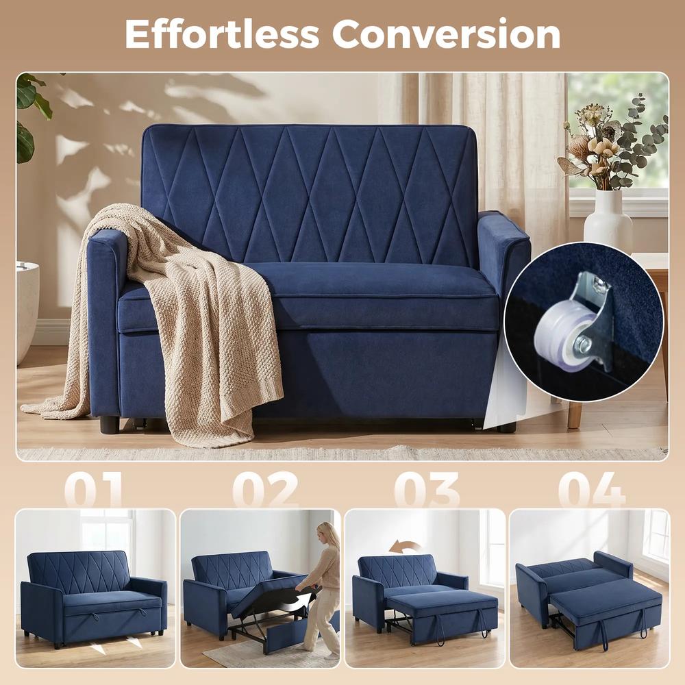 HOMCOM 2 Seater Sofa Bed, 3-in-1 Convertible Pull Out Sleeper Sofa with Click-Clack Adjustable Backrest Additional View 34