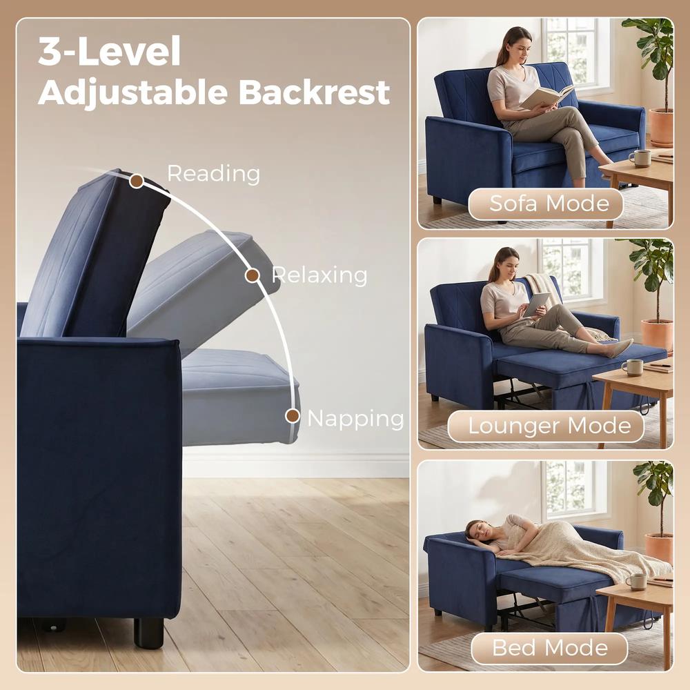 HOMCOM 2 Seater Sofa Bed, 3-in-1 Convertible Pull Out Sleeper Sofa with Click-Clack Adjustable Backrest Additional View 35