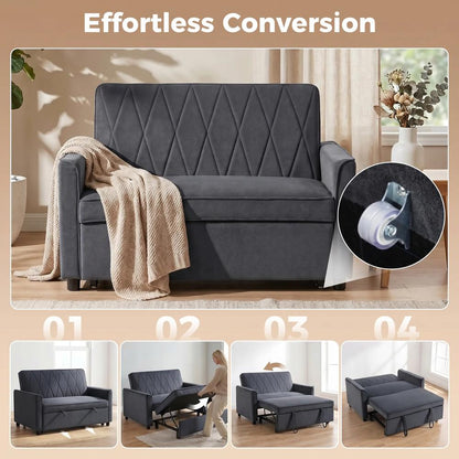 HOMCOM 2 Seater Sofa Bed, 3-in-1 Convertible Pull Out Sleeper Sofa with Click-Clack Adjustable Backrest Additional View 4