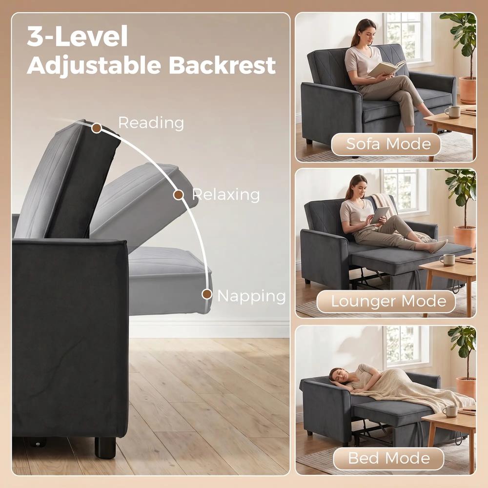HOMCOM 2 Seater Sofa Bed, 3-in-1 Convertible Pull Out Sleeper Sofa with Click-Clack Adjustable Backrest Additional View 5