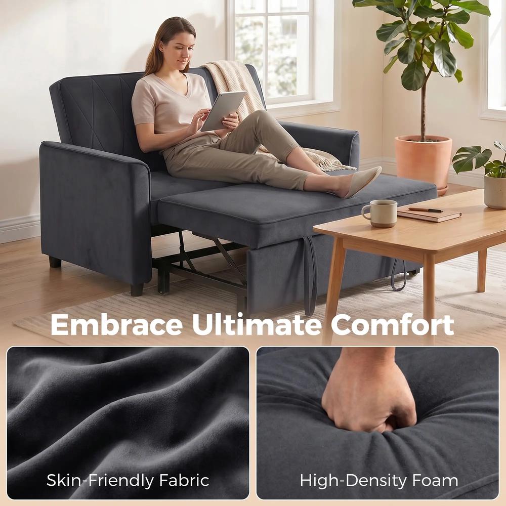 HOMCOM 2 Seater Sofa Bed, 3-in-1 Convertible Pull Out Sleeper Sofa with Click-Clack Adjustable Backrest Additional View 6