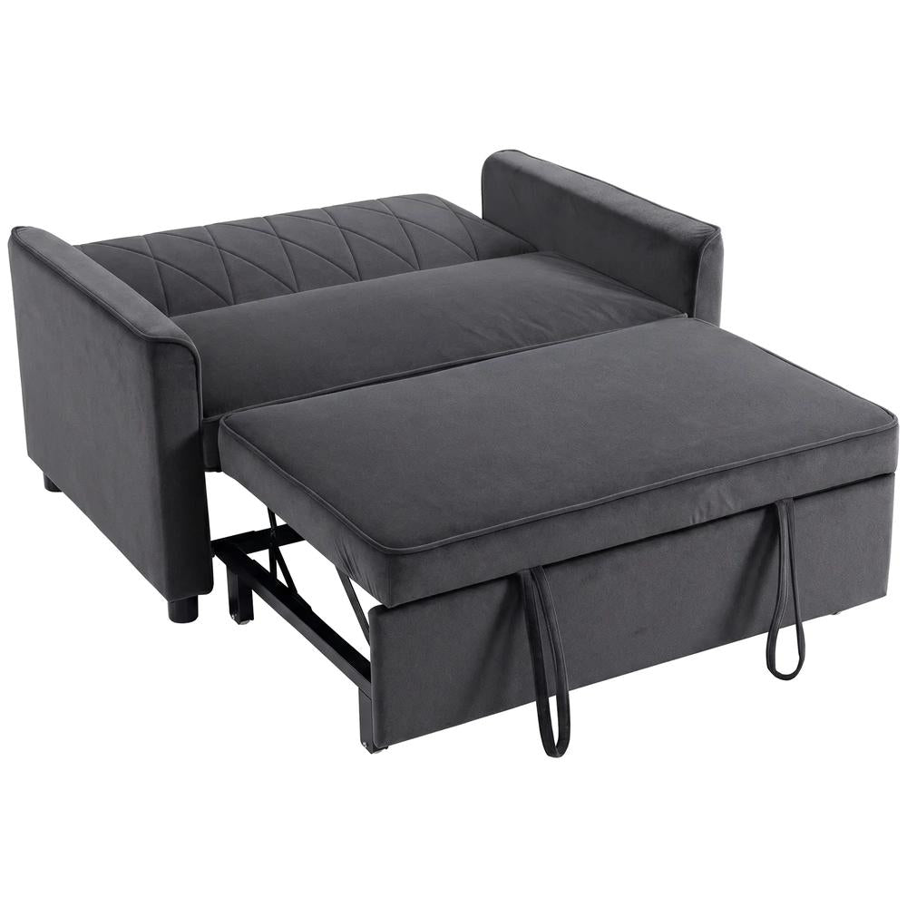 HOMCOM 2 Seater Sofa Bed, 3-in-1 Convertible Pull Out Sleeper Sofa with Click-Clack Adjustable Backrest