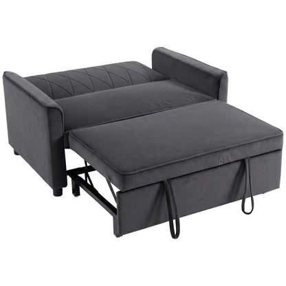 HOMCOM 2 Seater Sofa Bed, 3-in-1 Convertible Pull Out Sleeper Sofa with Click-Clack Adjustable Backrest
