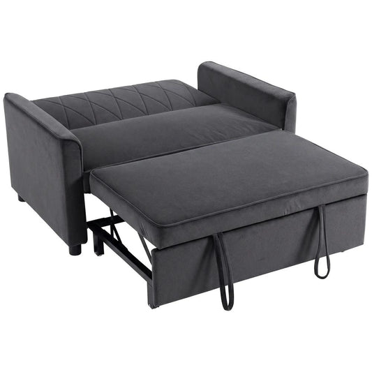 HOMCOM 2 Seater Sofa Bed, 3-in-1 Convertible Pull Out Sleeper Sofa with Click-Clack Adjustable Backrest
