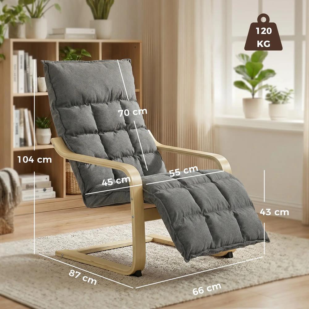 HOMCOM Modern Accent Chair, Leisure Lounge Chair Armchair with Footrest, Plush Cushion, Curved Legs and Arms Additional View 18