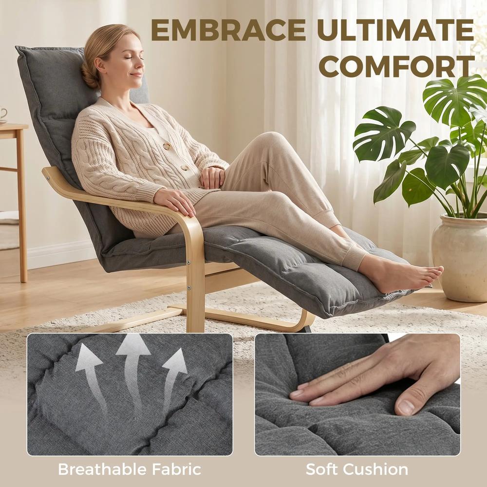 HOMCOM Modern Accent Chair, Leisure Lounge Chair Armchair with Footrest, Plush Cushion, Curved Legs and Arms Additional View 19