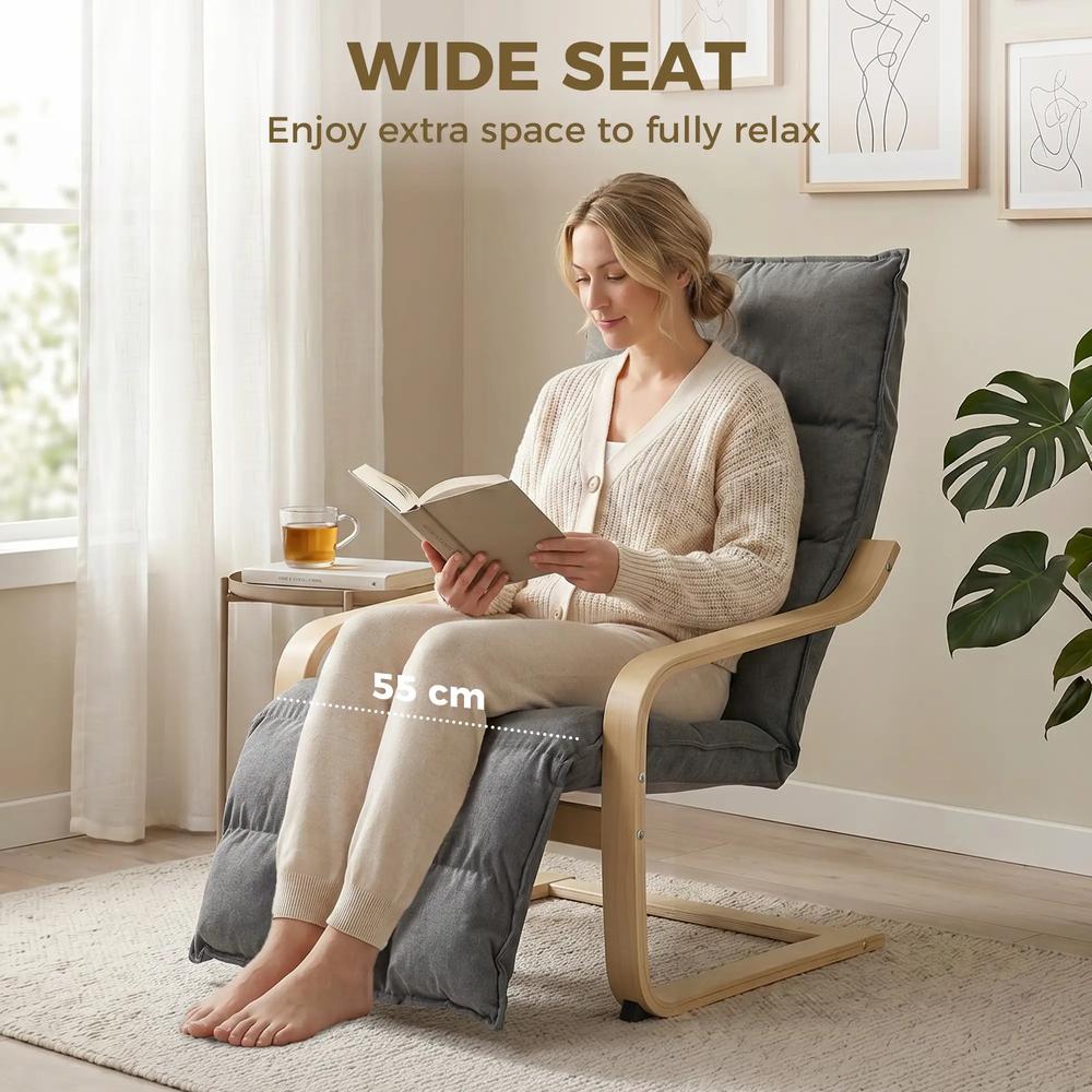 HOMCOM Modern Accent Chair, Leisure Lounge Chair Armchair with Footrest, Plush Cushion, Curved Legs and Arms Additional View 20