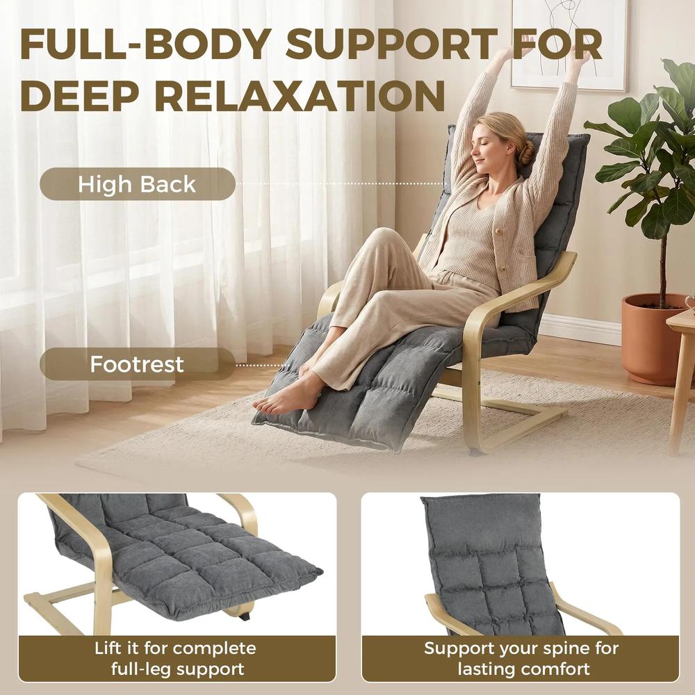 HOMCOM Modern Accent Chair, Leisure Lounge Chair Armchair with Footrest, Plush Cushion, Curved Legs and Arms Additional View 21