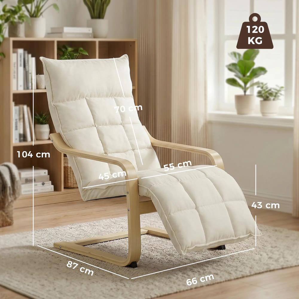HOMCOM Modern Accent Chair, Leisure Lounge Chair Armchair with Footrest, Plush Cushion, Curved Legs and Arms Additional View 3