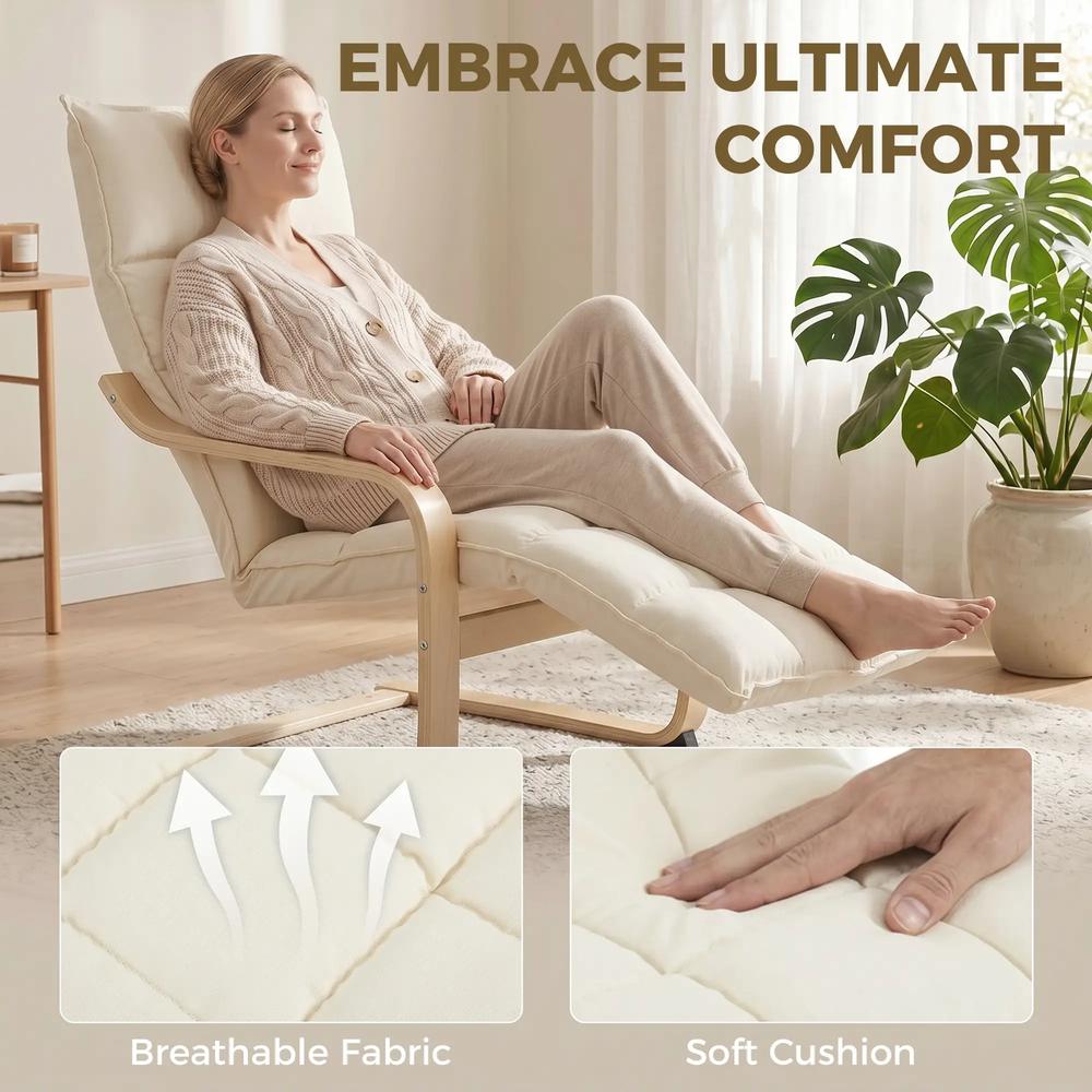 HOMCOM Modern Accent Chair, Leisure Lounge Chair Armchair with Footrest, Plush Cushion, Curved Legs and Arms Additional View 4