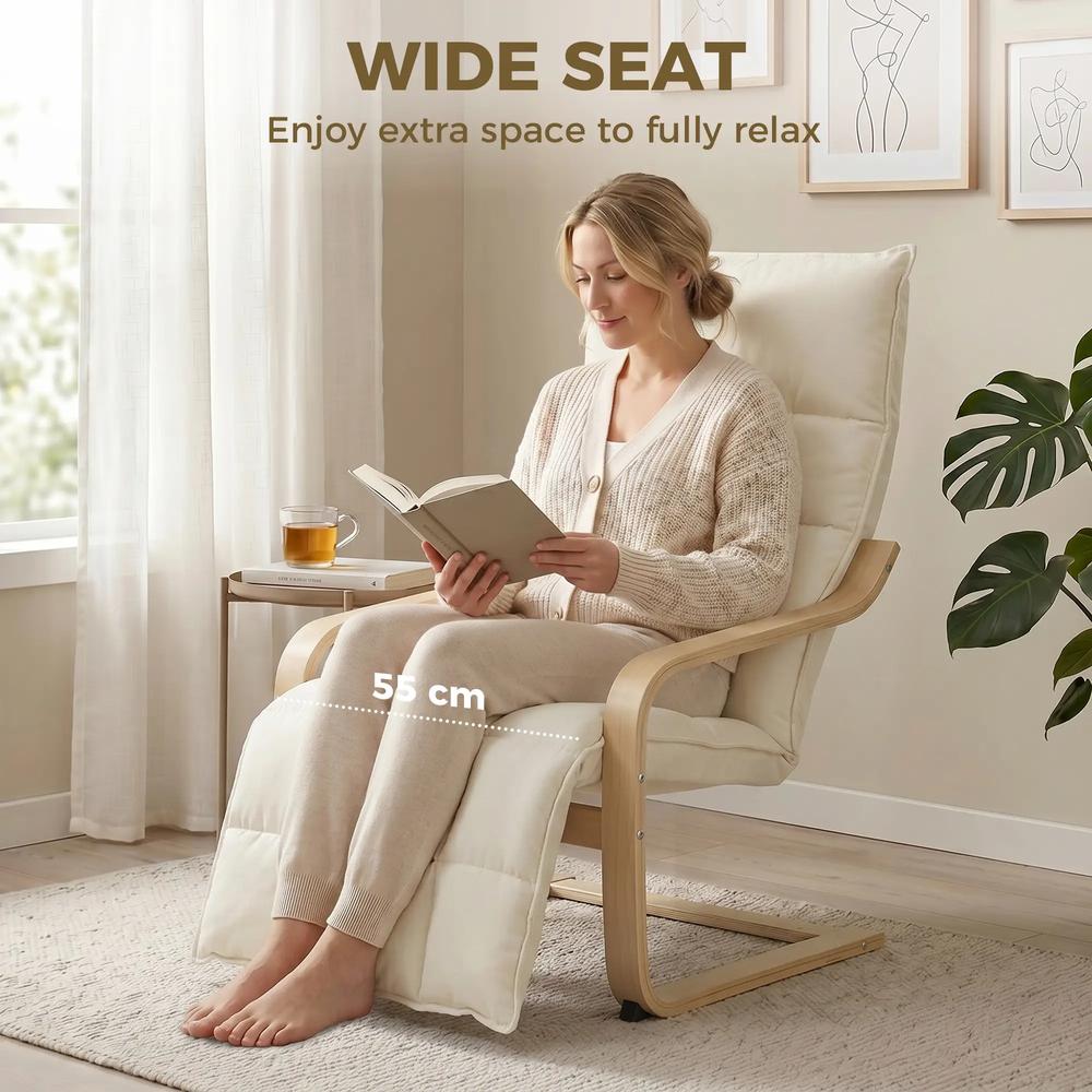 HOMCOM Modern Accent Chair, Leisure Lounge Chair Armchair with Footrest, Plush Cushion, Curved Legs and Arms Additional View 5