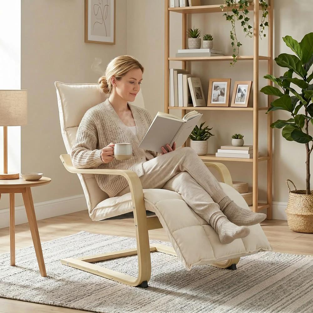 HOMCOM Modern Accent Chair, Leisure Lounge Chair Armchair with Footrest, Plush Cushion, Curved Legs and Arms Additional View 9