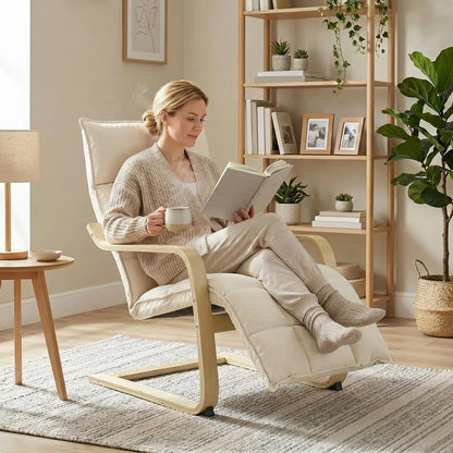 HOMCOM Modern Accent Chair, Leisure Lounge Chair Armchair with Footrest, Plush Cushion, Curved Legs and Arms Additional View 9