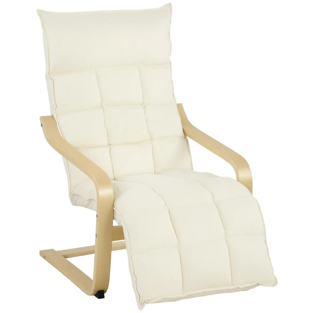 HOMCOM Modern Accent Chair, Leisure Lounge Chair Armchair with Footrest, Plush Cushion, Curved Legs and Arms