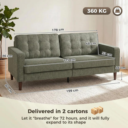 HOMCOM 3 Seater Sofa Button Tufted Upholstered Couch with Wood Legs for Living Room Additional View 17