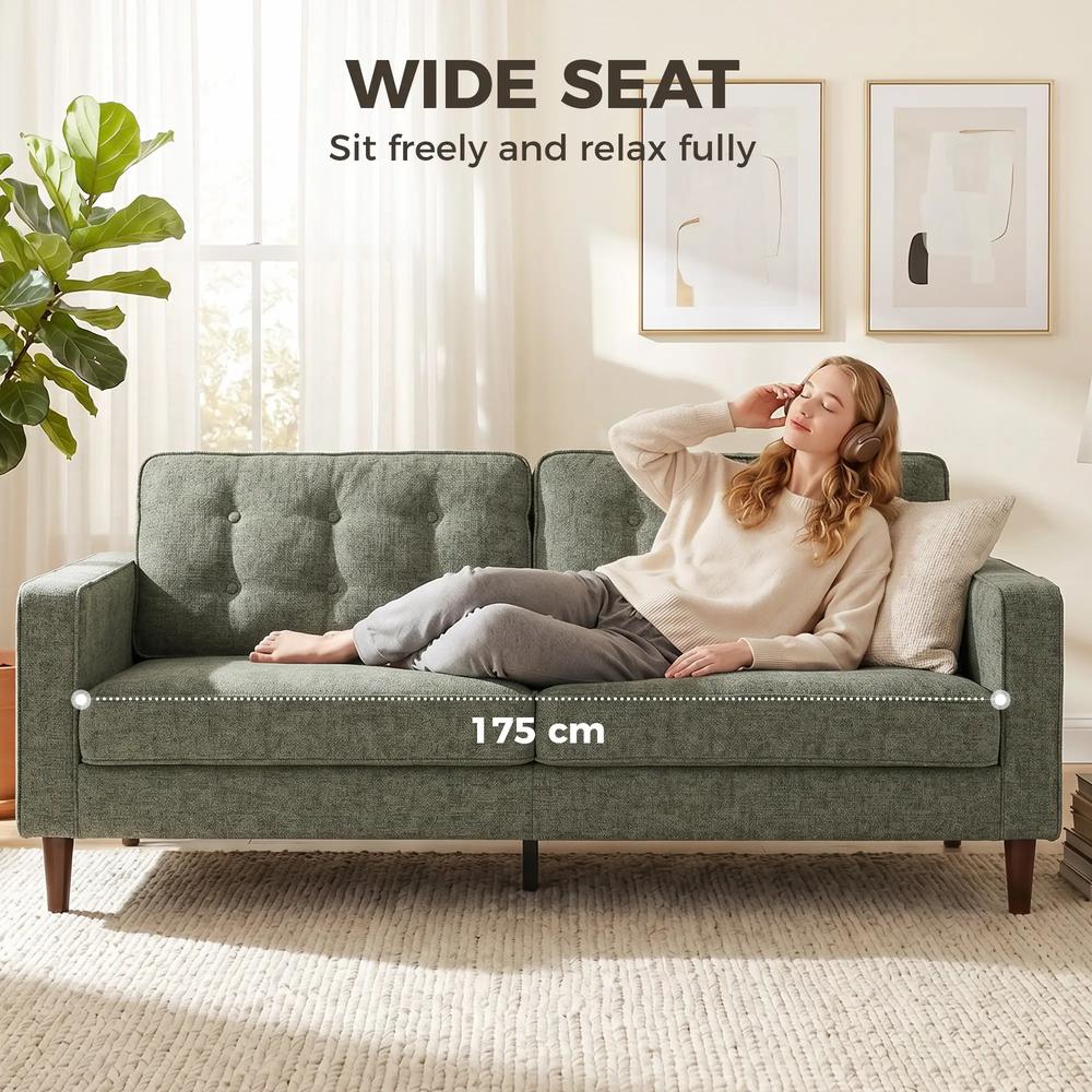 HOMCOM 3 Seater Sofa Button Tufted Upholstered Couch with Wood Legs for Living Room Additional View 19