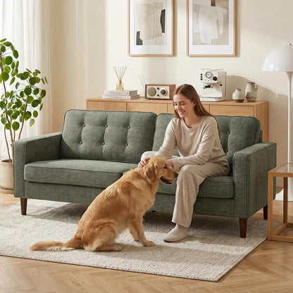 HOMCOM 3 Seater Sofa Button Tufted Upholstered Couch with Wood Legs for Living Room Additional View 21