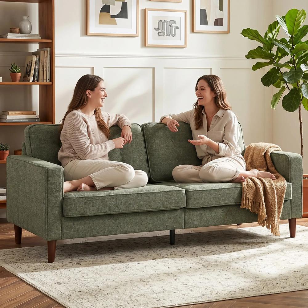 HOMCOM 3 Seater Sofa Button Tufted Upholstered Couch with Wood Legs for Living Room Additional View 22