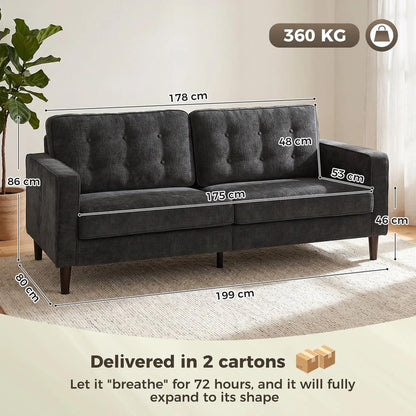 HOMCOM 3 Seater Sofa Button Tufted Upholstered Couch with Wood Legs for Living Room Additional View 3