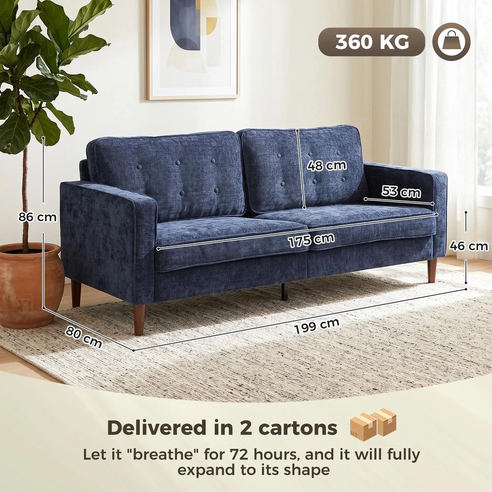 HOMCOM 3 Seater Sofa Button Tufted Upholstered Couch with Wood Legs for Living Room Additional View 31
