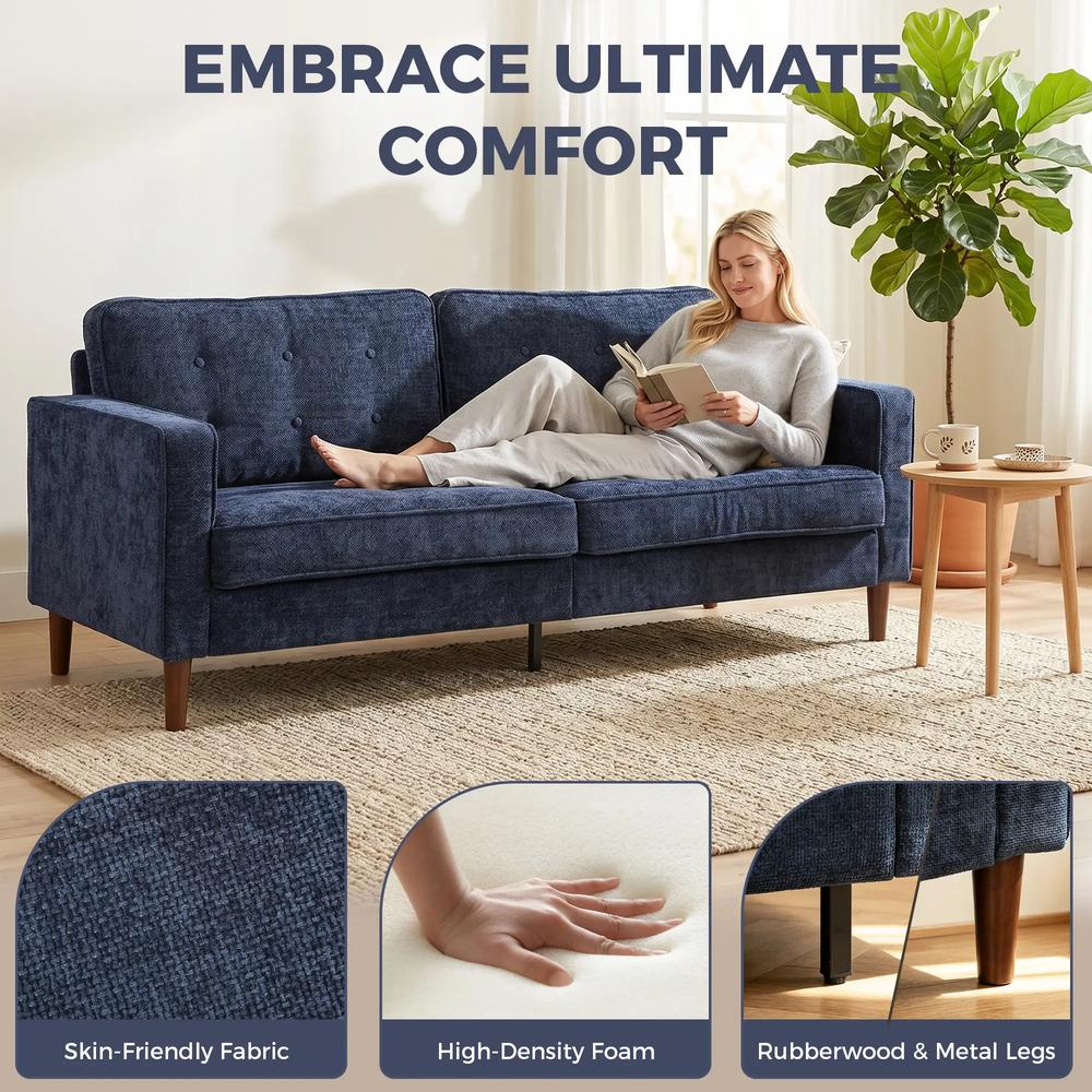 HOMCOM 3 Seater Sofa Button Tufted Upholstered Couch with Wood Legs for Living Room Additional View 32
