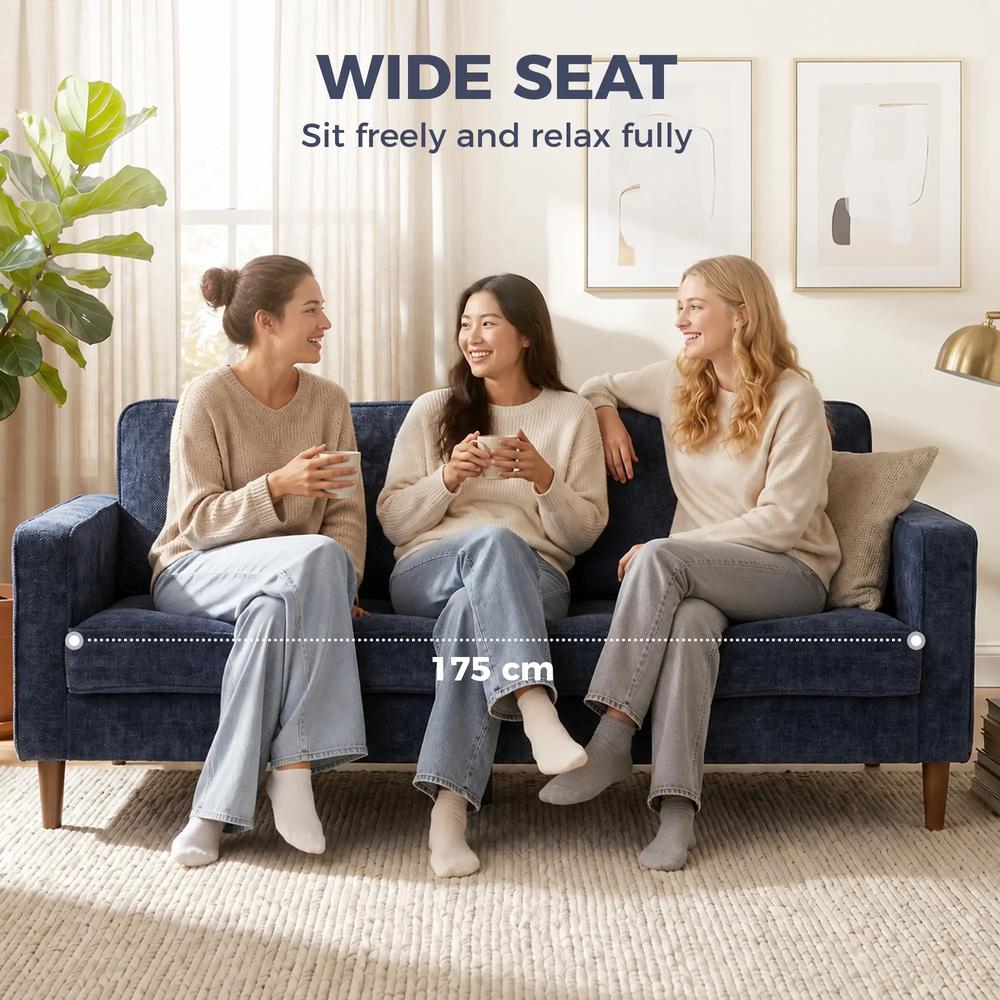 HOMCOM 3 Seater Sofa Button Tufted Upholstered Couch with Wood Legs for Living Room Additional View 33