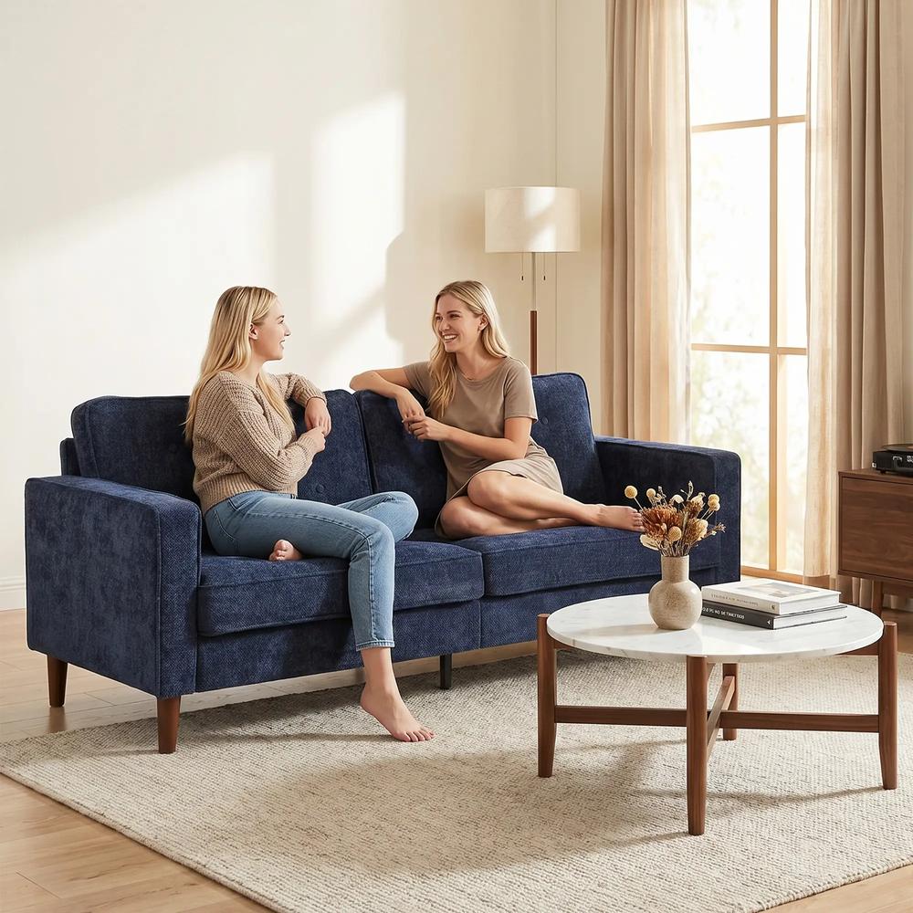 HOMCOM 3 Seater Sofa Button Tufted Upholstered Couch with Wood Legs for Living Room Additional View 37