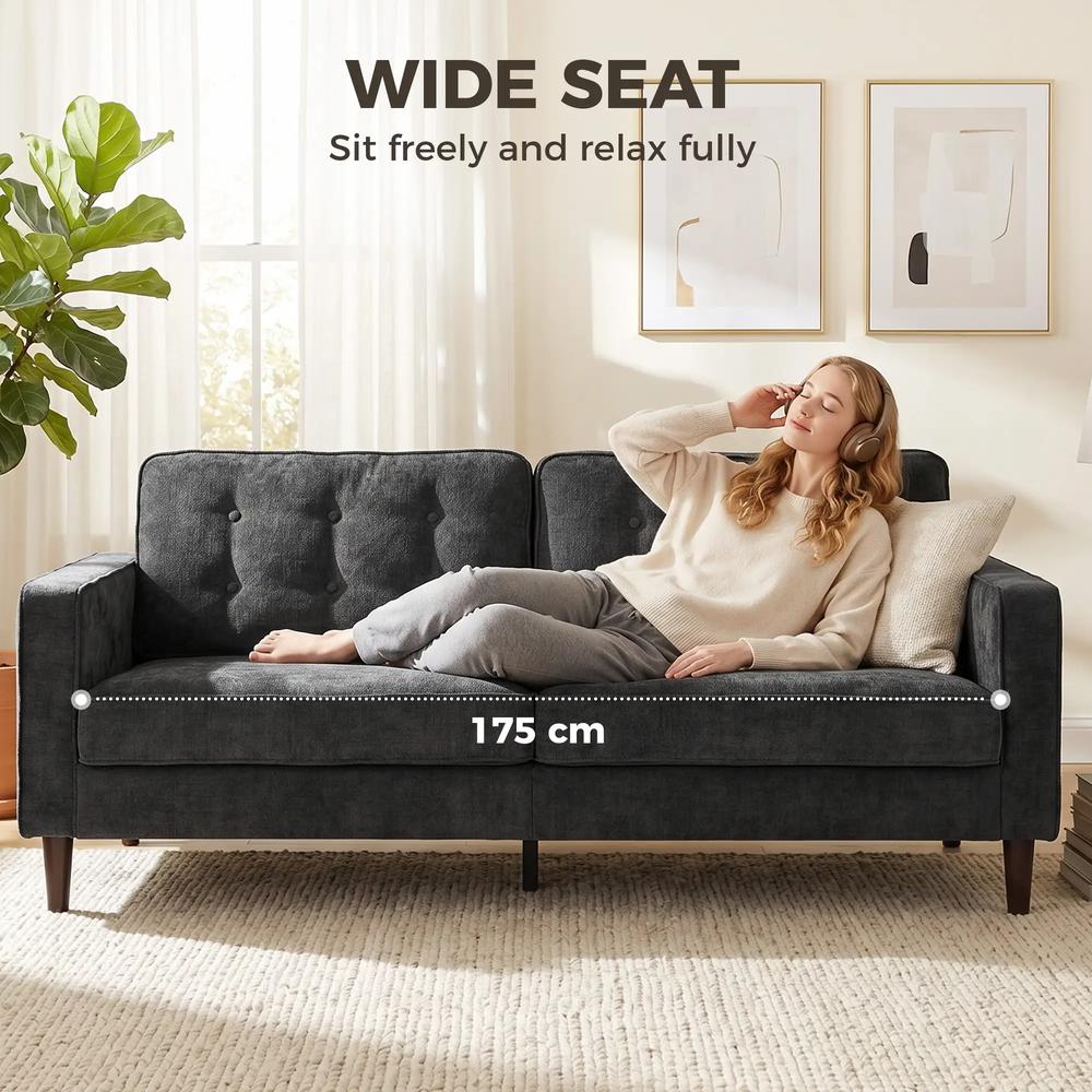 HOMCOM 3 Seater Sofa Button Tufted Upholstered Couch with Wood Legs for Living Room Additional View 5