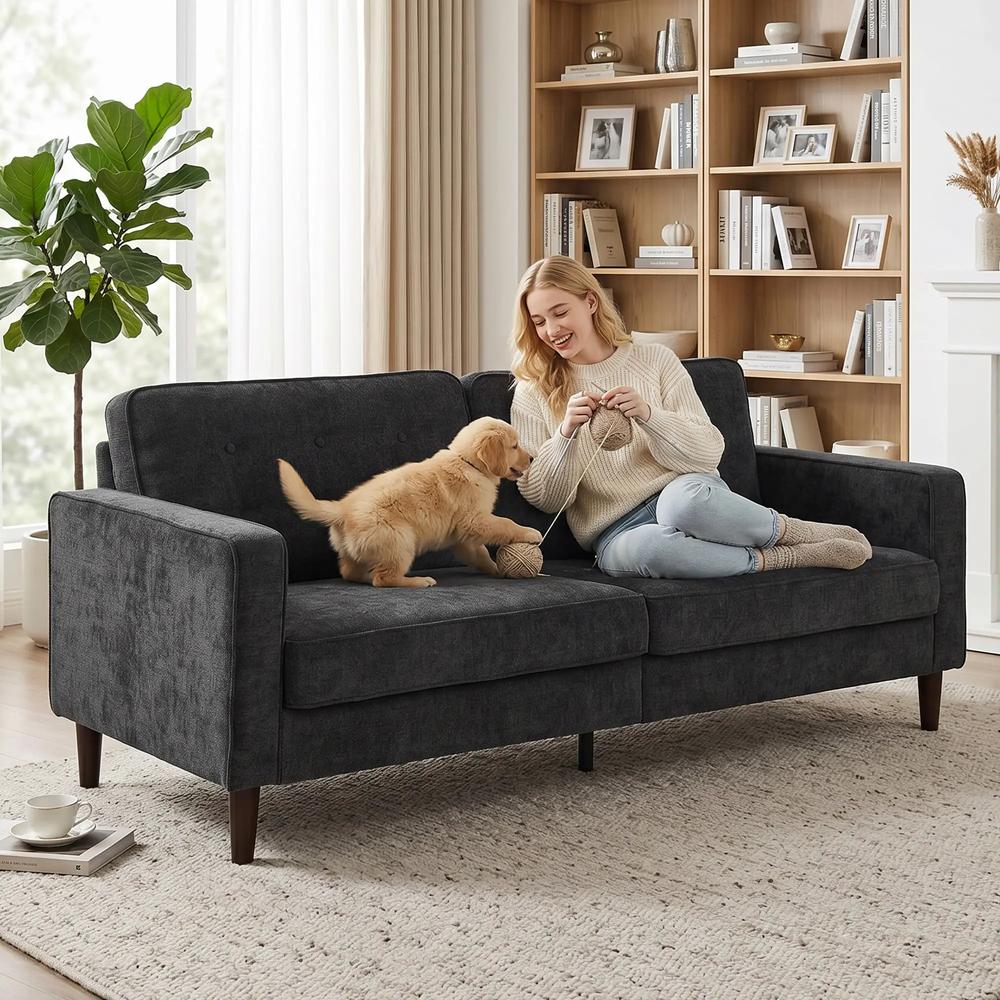 HOMCOM 3 Seater Sofa Button Tufted Upholstered Couch with Wood Legs for Living Room Additional View 7