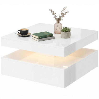 HOMCOM LED Coffee Table with Storage, 2-Tier Modern Centre Table with Open Shelf and Remote for Living Room Additional View 15
